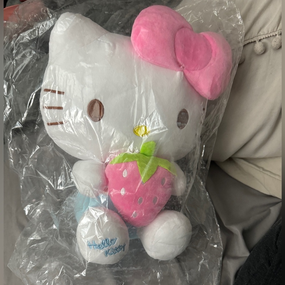 Hello Kitty Plush with Pink Bow and Strawberry